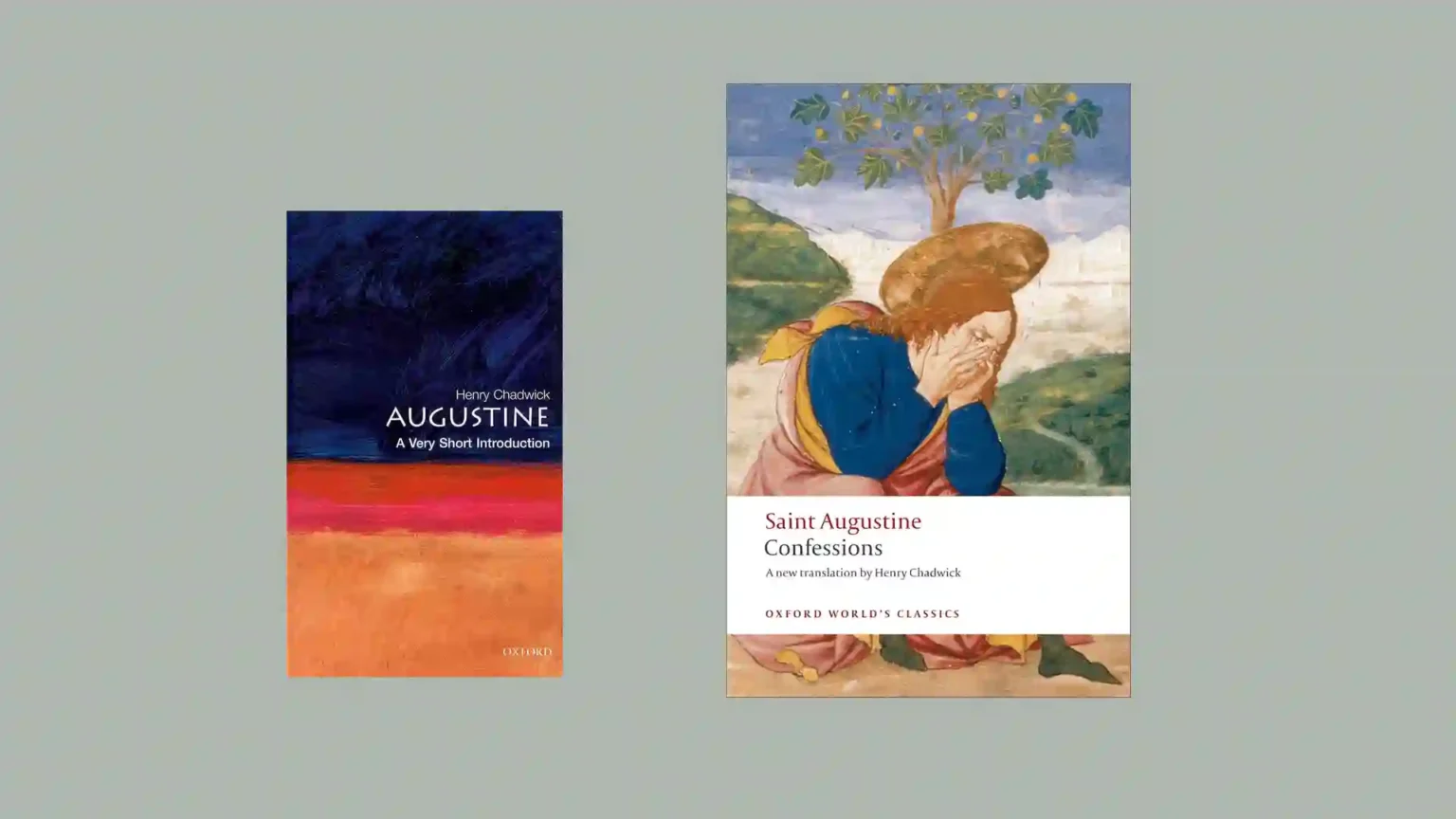 Book covers: Confessions, Augustine: A Very Short Introduction.