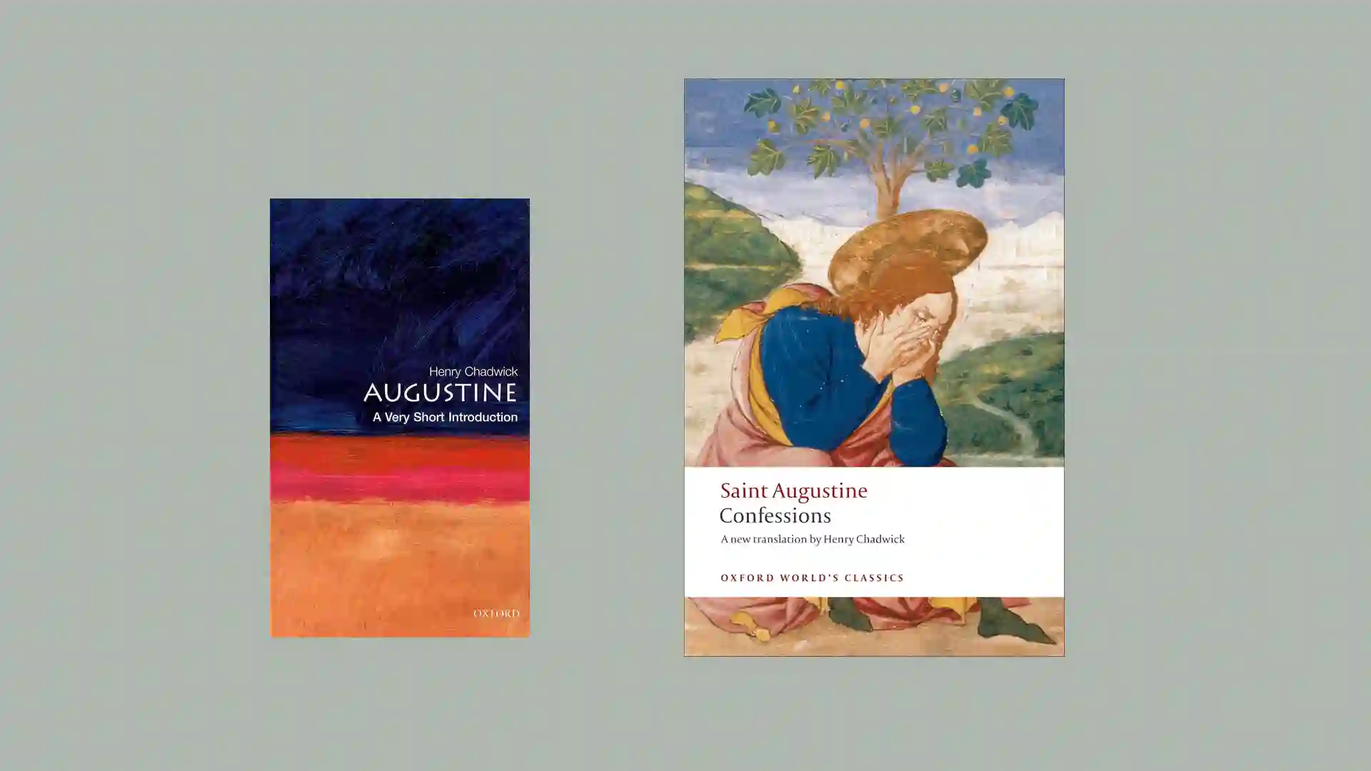Book covers: Confessions, Augustine: A Very Short Introduction.