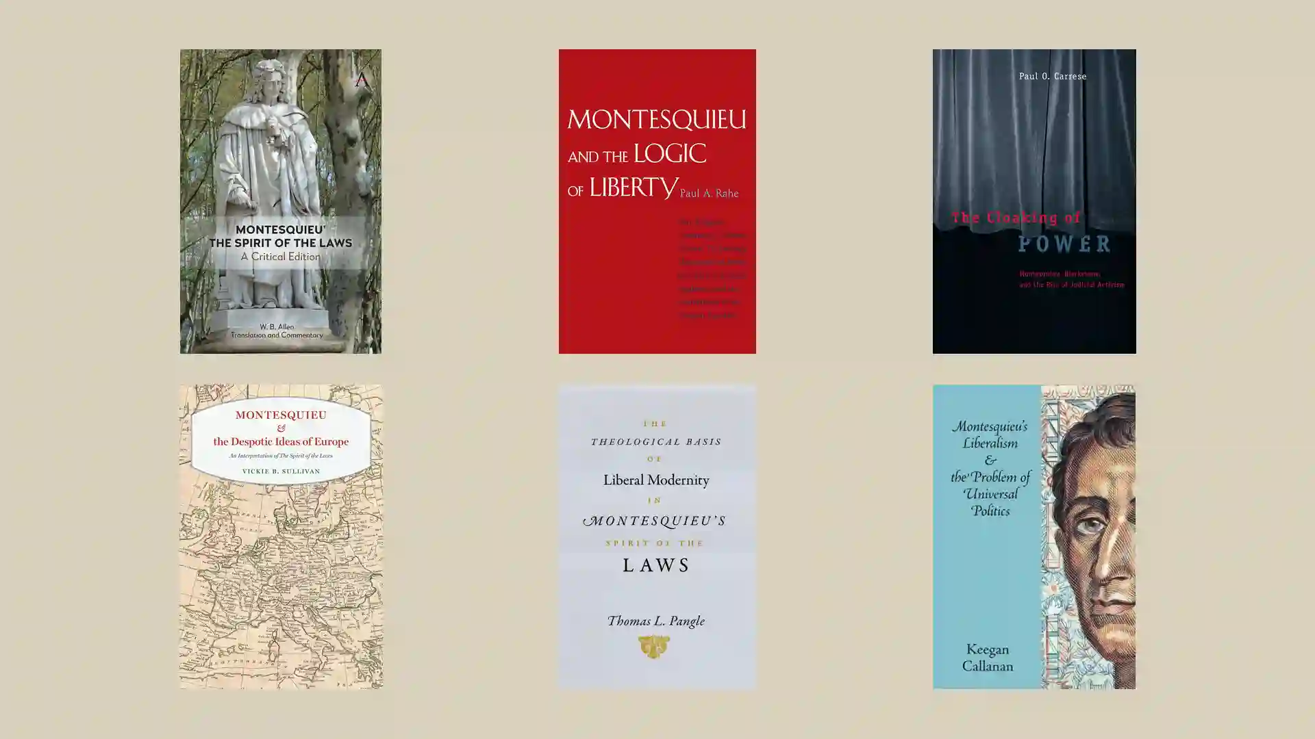 Book covers reproduced for bibliographic comparison in Six Books That Complicate Montesquieu’s Separation of Powers.