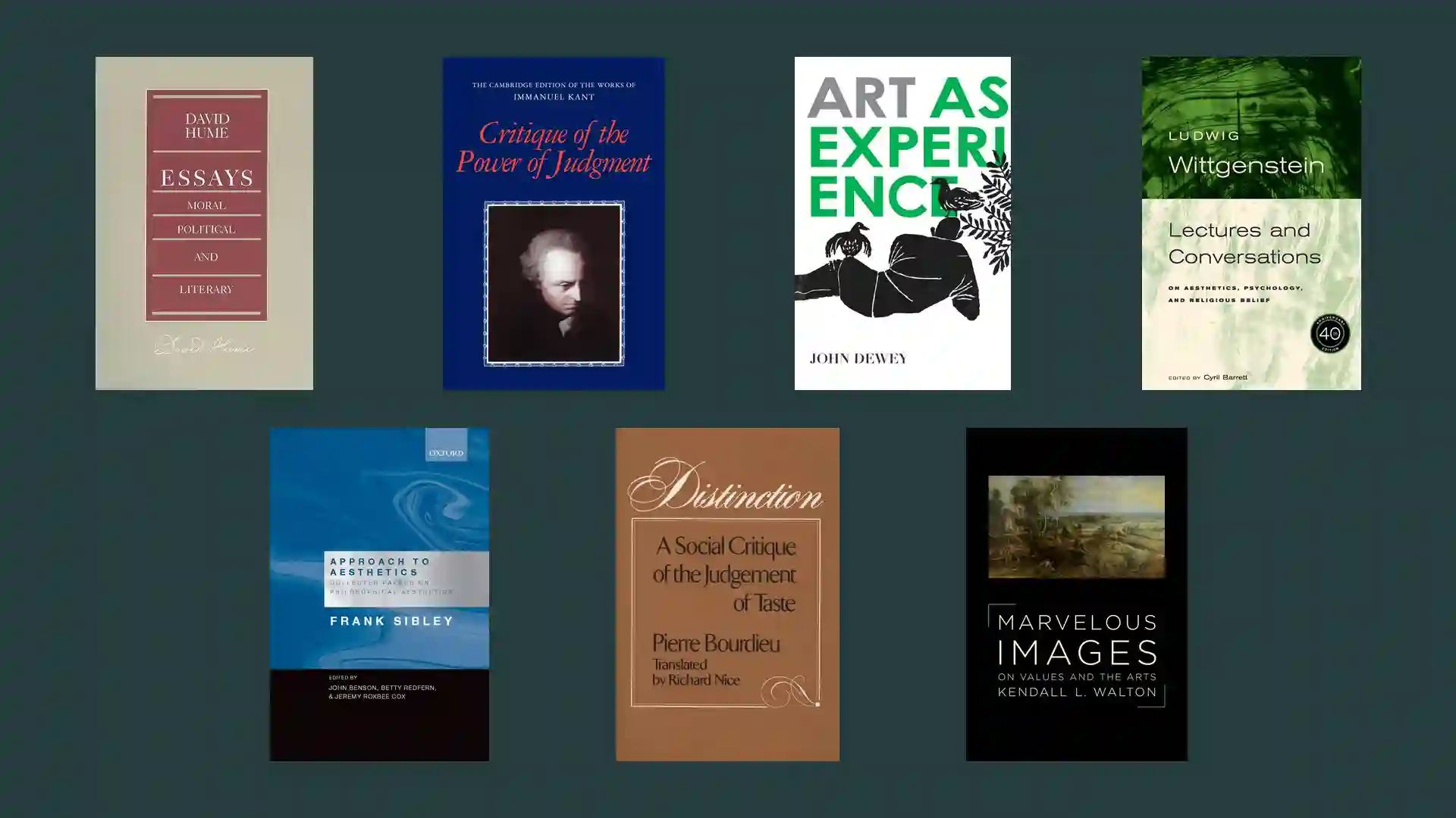 Book covers reproduced for bibliographic comparison in Seven Books That Disagree About What an Aesthetic Judgment Is.