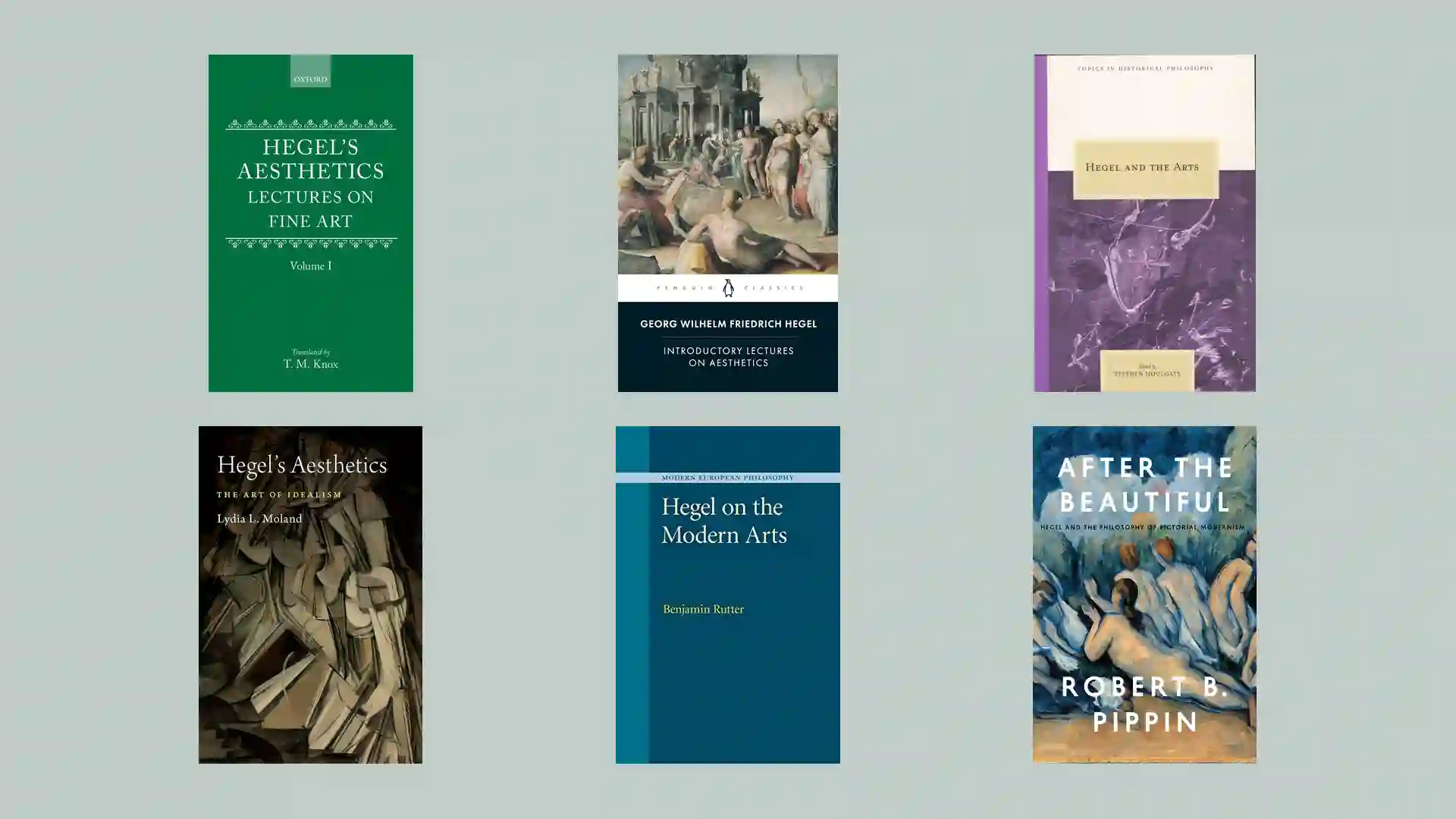 Book covers reproduced for bibliographic comparison in Six Books for Reading Hegel’s Aesthetics Without Reducing It to the “End of Art”.